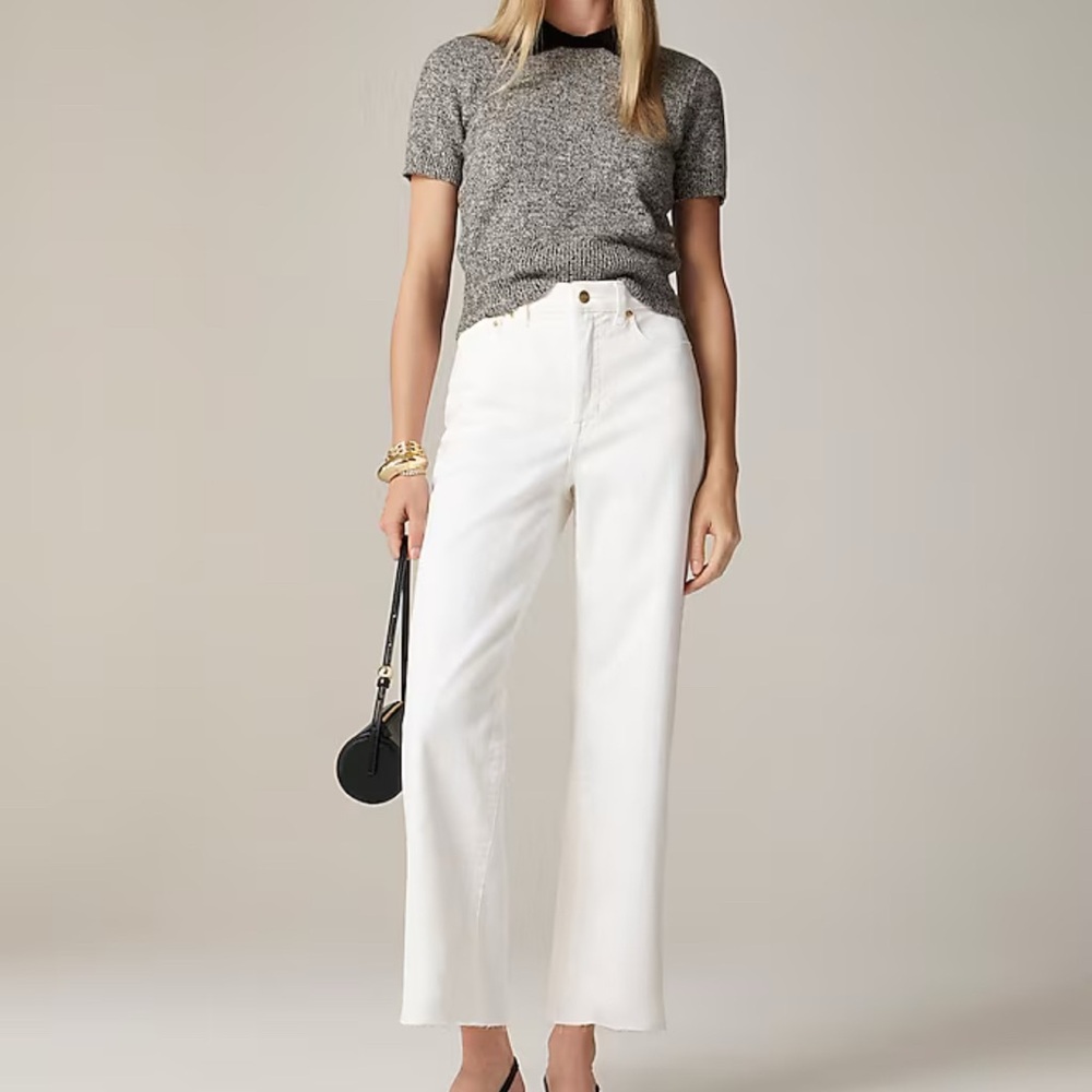 J. Crew White Slim Wide Leg Cropped/Petite Jeans